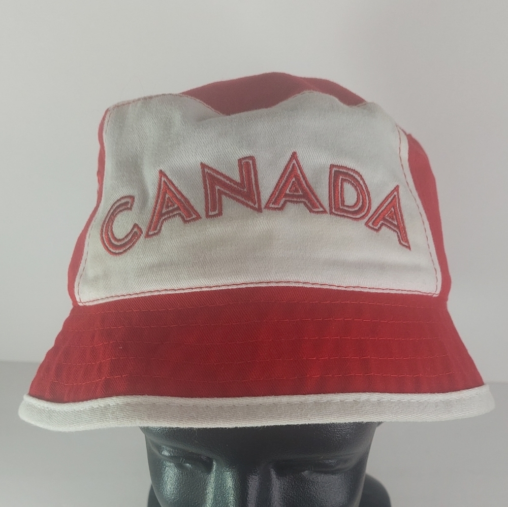 Red and White Canada Roots Olympic Bucket Hat - Size Large